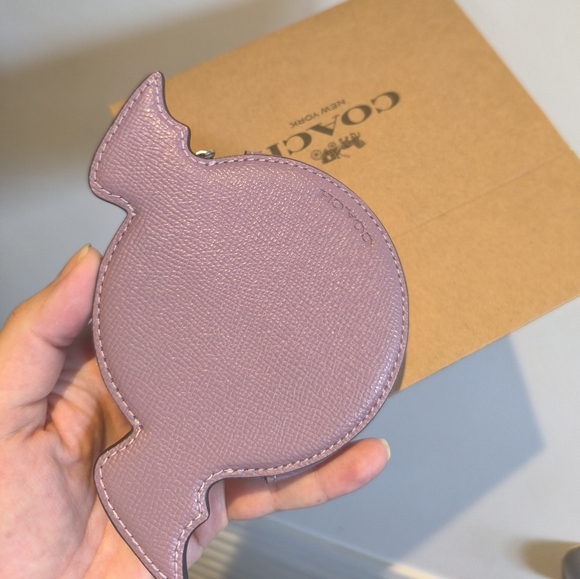 Coach Halloween Bat Coin Card Case Lilac Crossgrain Leather - Picture 13 of 16